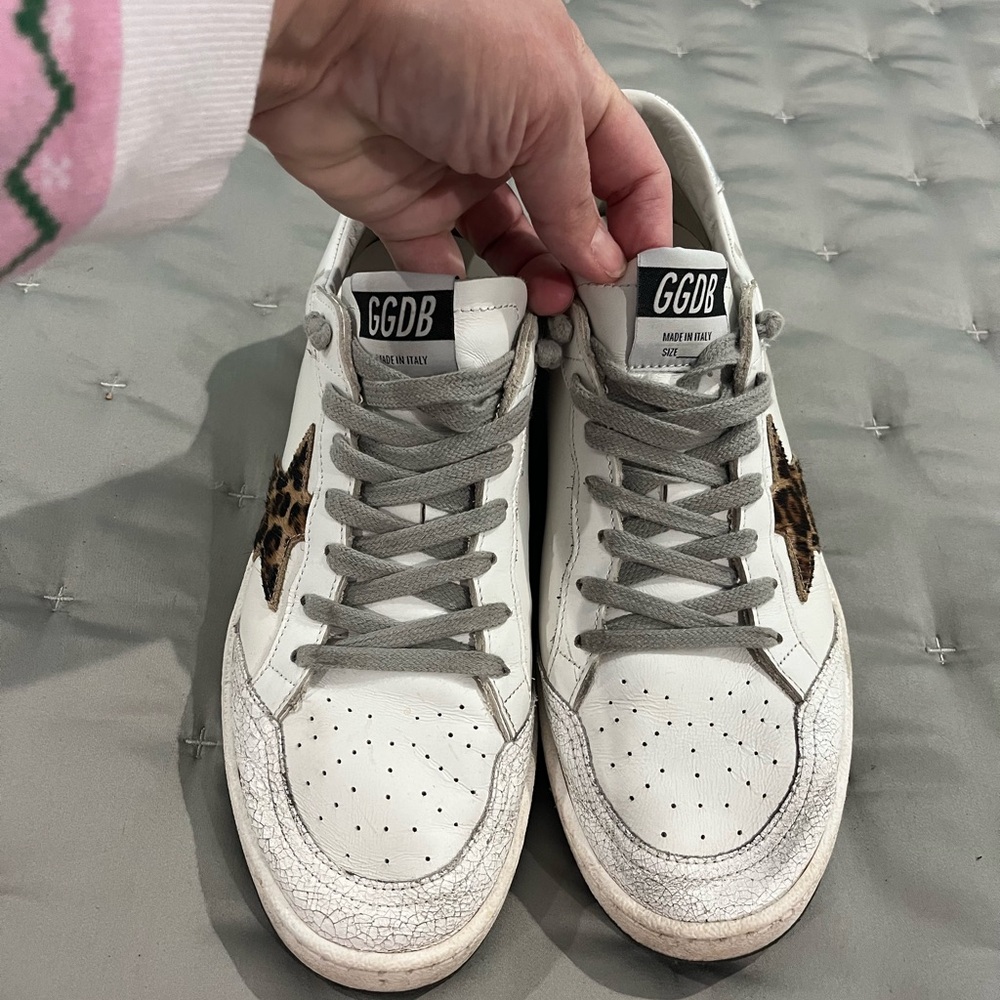 Golden Goose White Sneakers with Gray Accents. Worn four times. - Picture 5 of 8